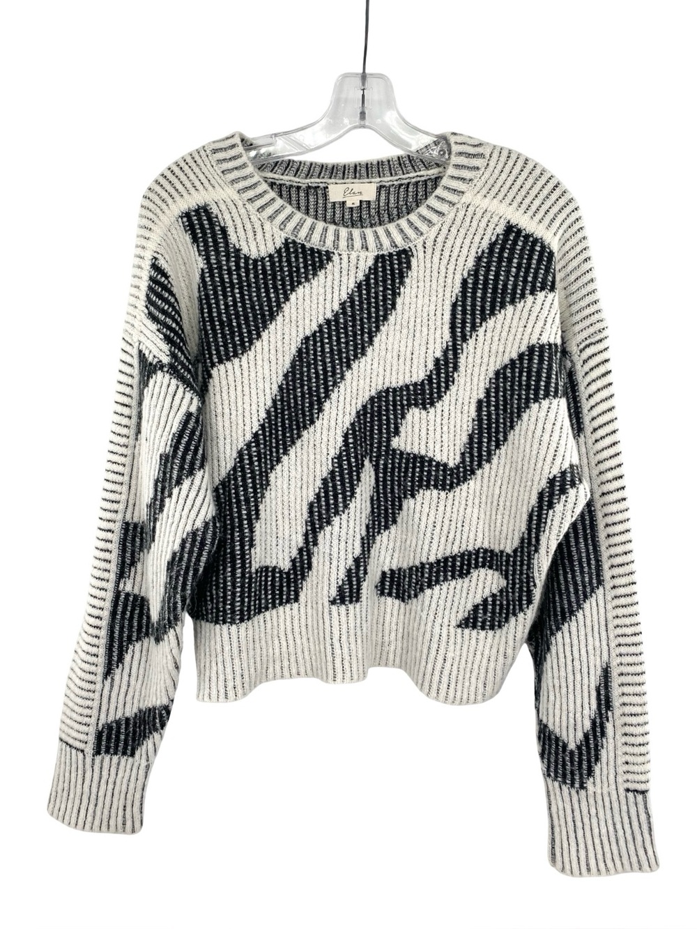 Elan Zebra Print Wool Mohair Blend Knit Sweater Size Small 80s Retro